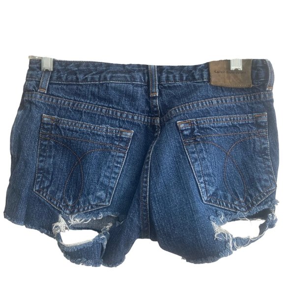 Calvin Klein Shorts Denim Womens 3 Cutoff Distressed Medium Wash - Picture 2 of 7